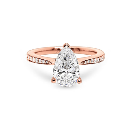 Lab Grown Ophelia Pear Tapered Bezel Pave Diamond