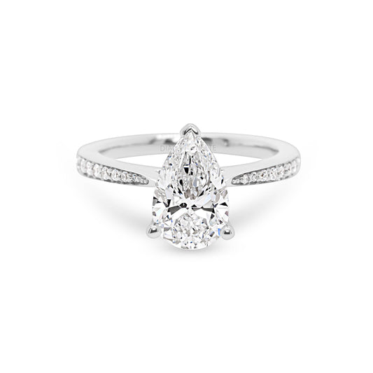 Lab Grown Ophelia Pear Tapered Bezel Pave Diamond