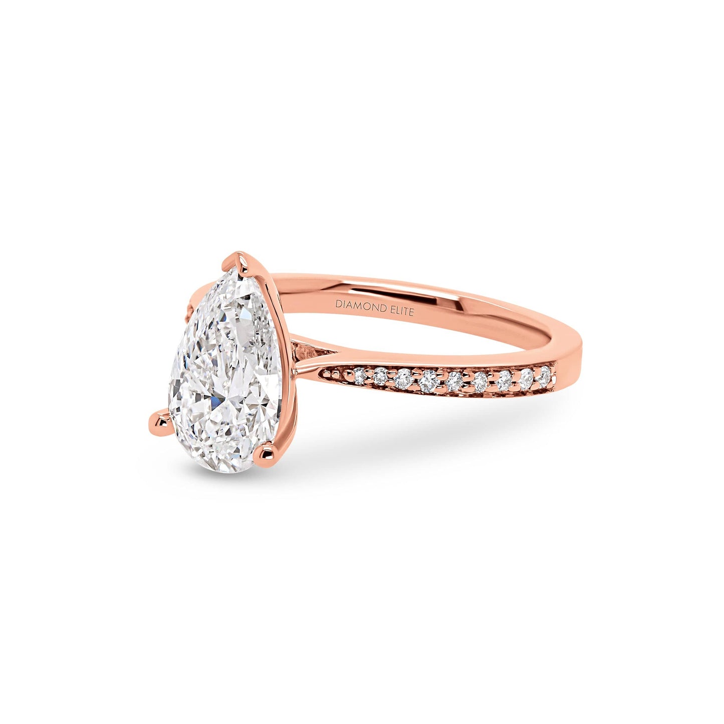 Lab Grown Ophelia Pear Tapered Bezel Pave Diamond