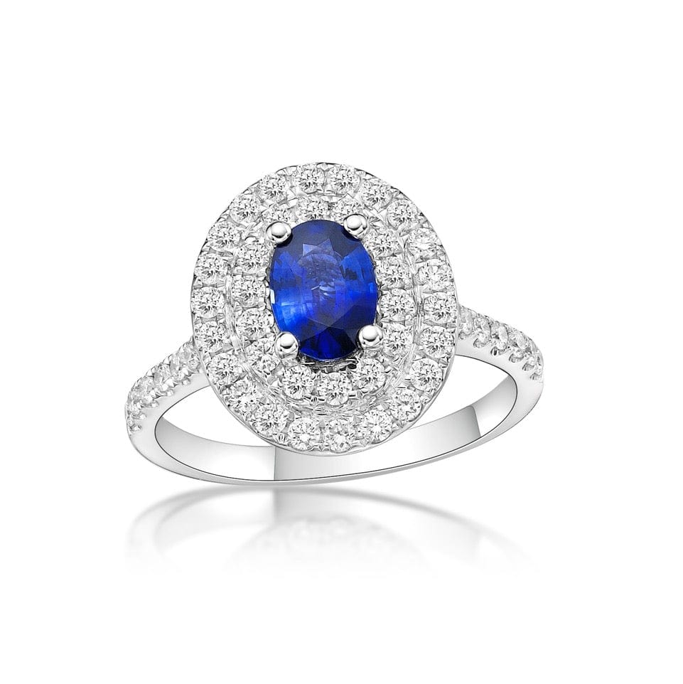 Diamond Double Halo Sapphire Ring