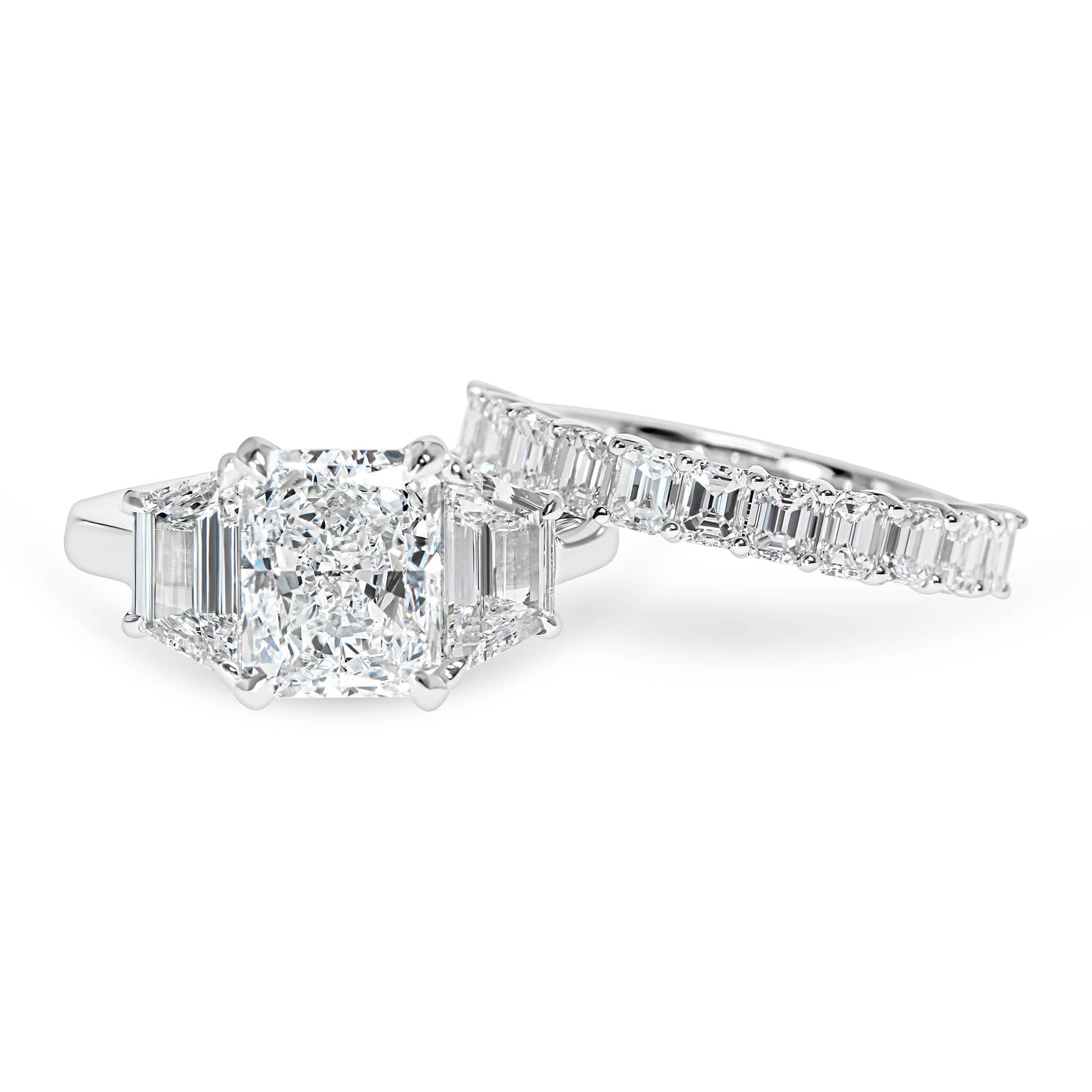 Emerald Basket Wedding Band