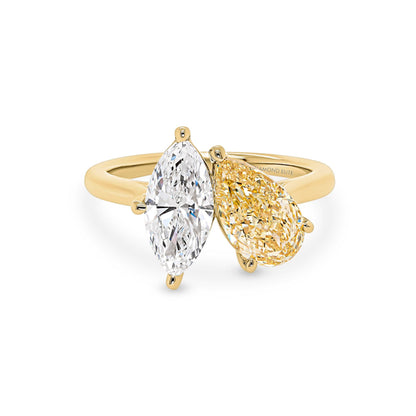 Lab Grown Toi Et Moi Yellow Pear & Marquise Ring