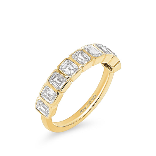 Bezel Emerald Cut Wedding Band