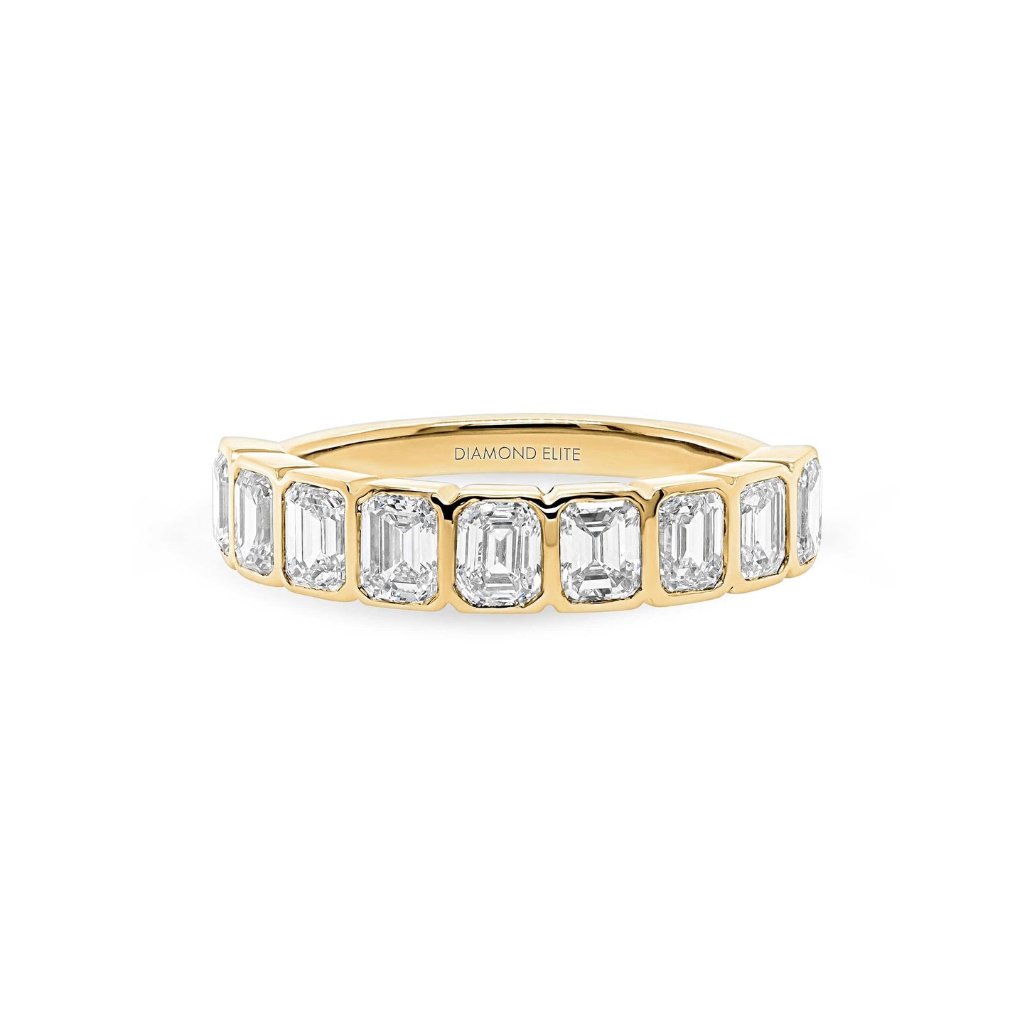Bezel Emerald Cut Wedding Band