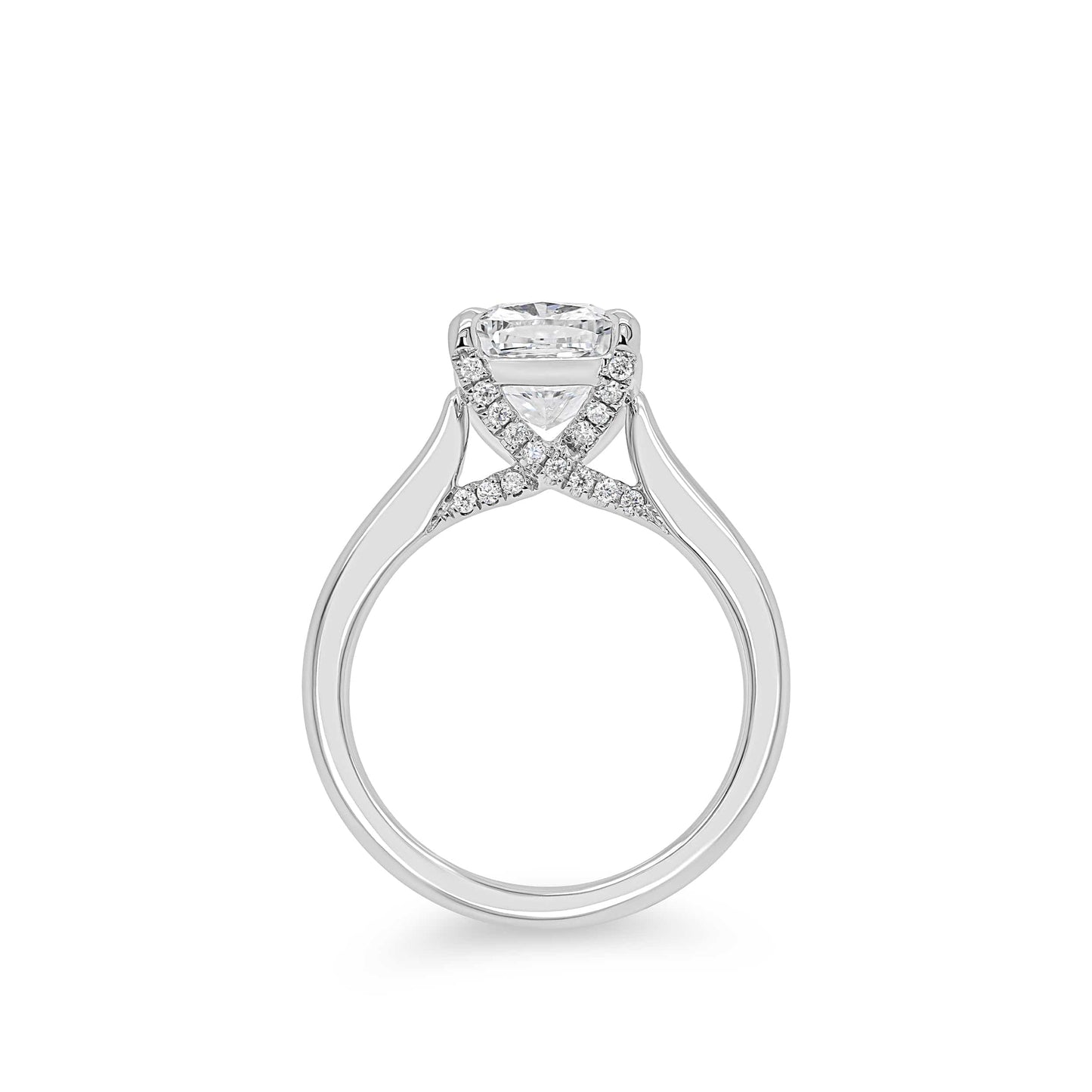 Cushion Solitaire Crossover Engagement Ring