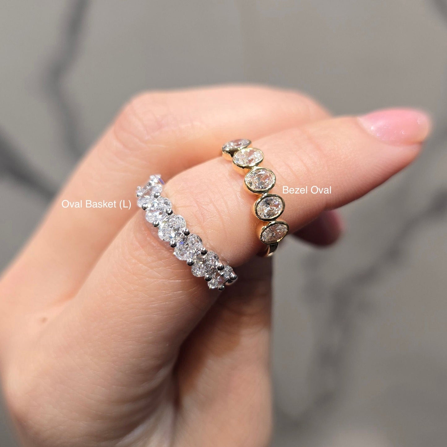 Bezel Oval Cut Wedding Band
