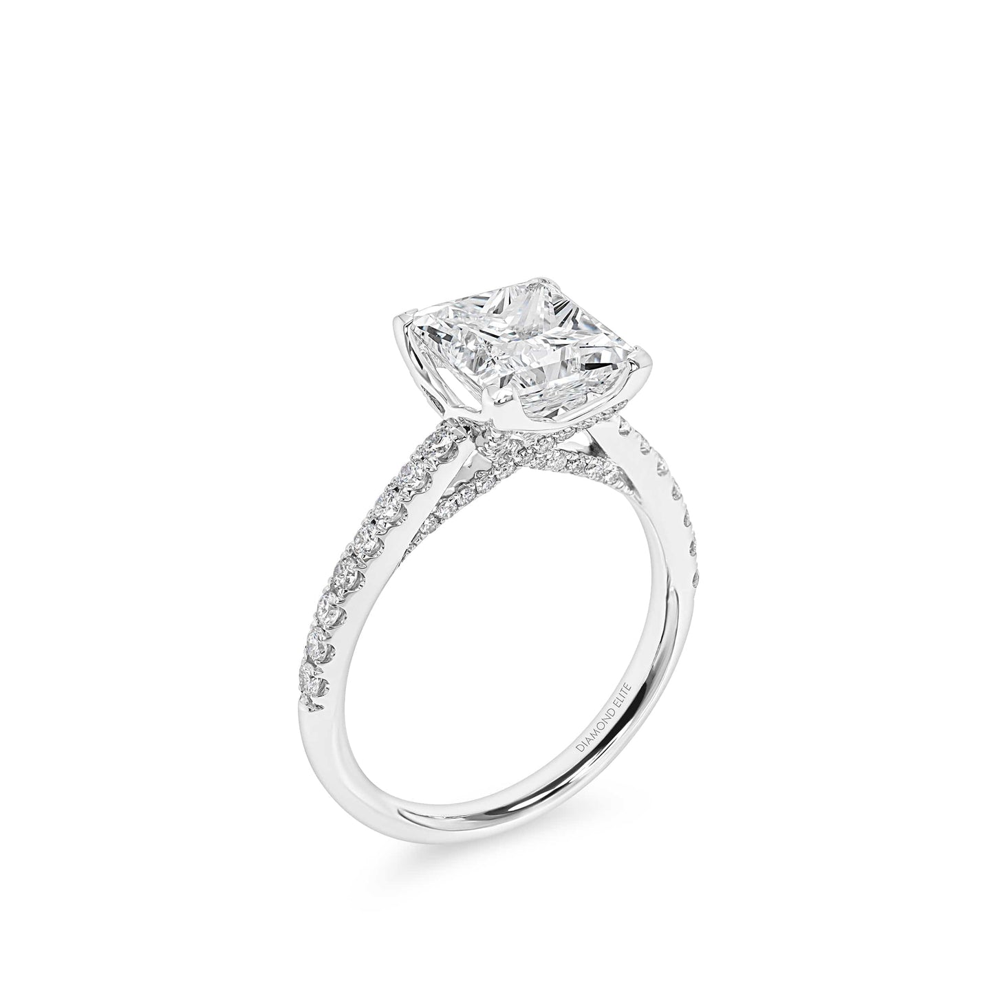 Princess Cut with Tulip Hidden Halo Engagement Ring