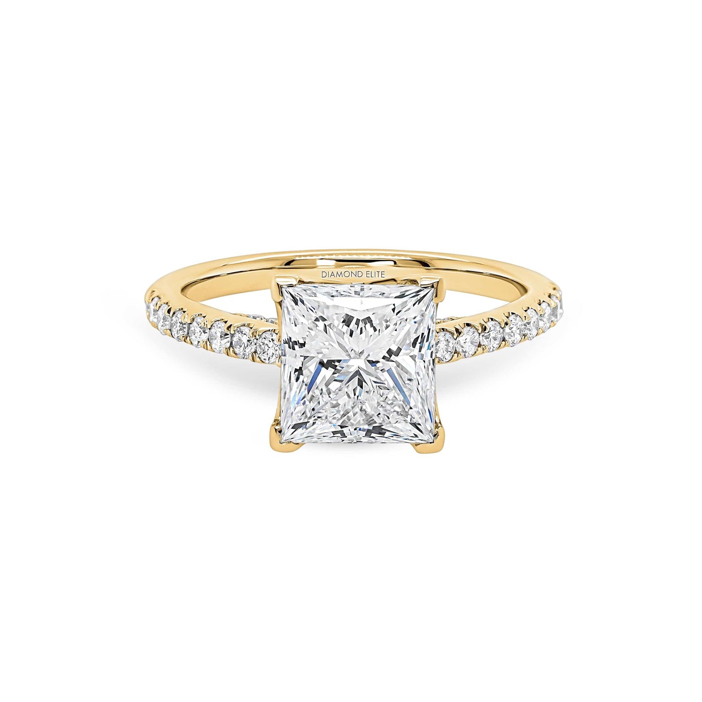 Princess Cut with Tulip Hidden Halo Engagement Ring