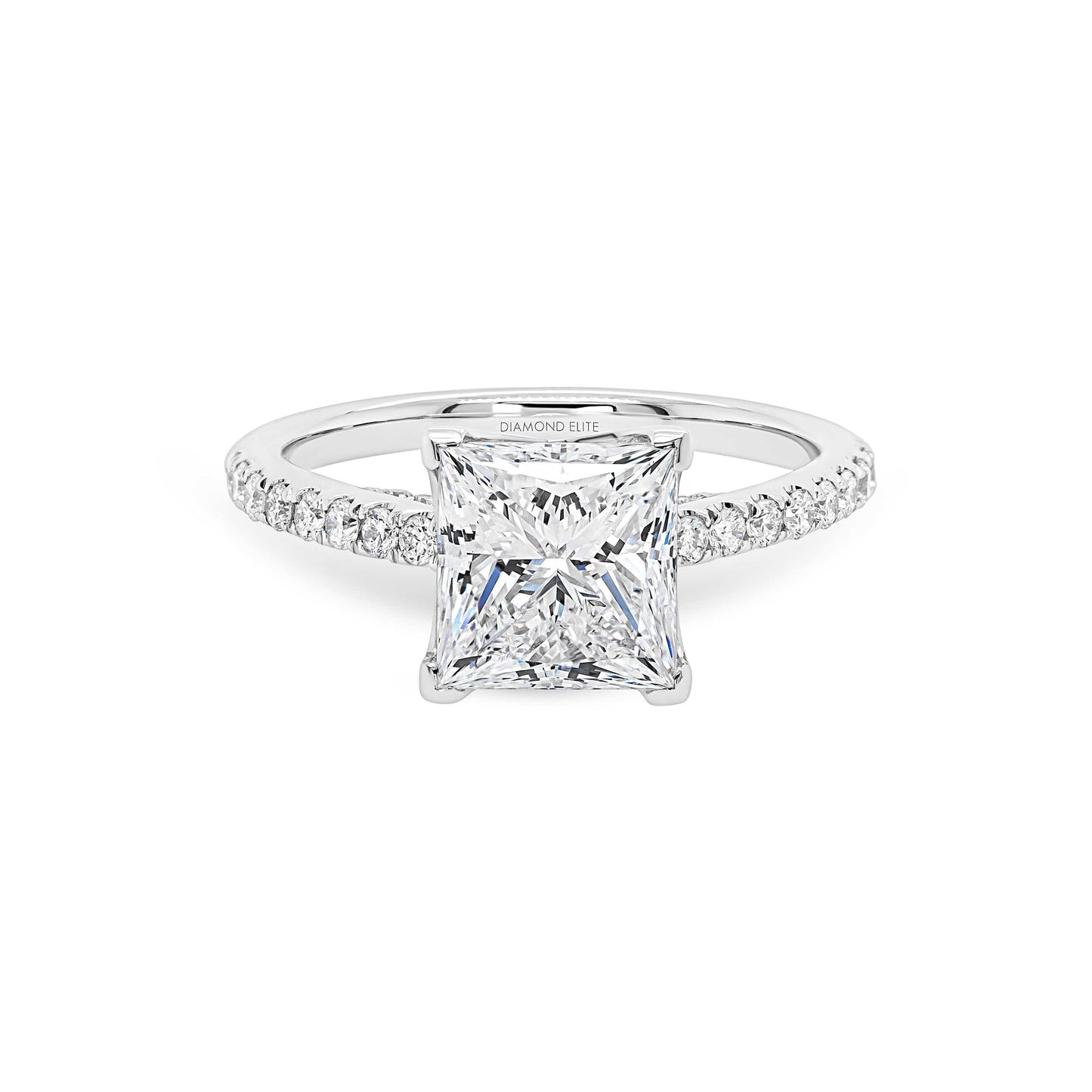Princess Cut with Tulip Hidden Halo Engagement Ring