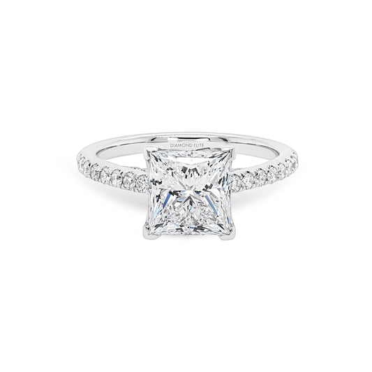 Princess Cut with Tulip Hidden Halo Engagement Ring