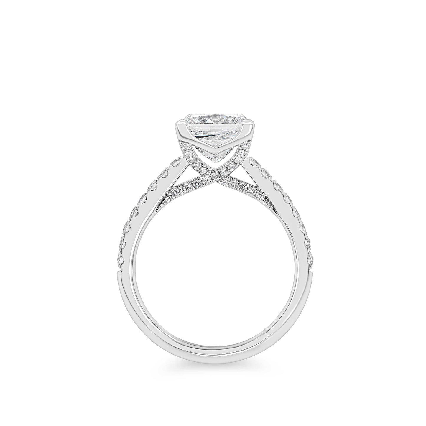 Princess Cut with Tulip Hidden Halo Engagement Ring