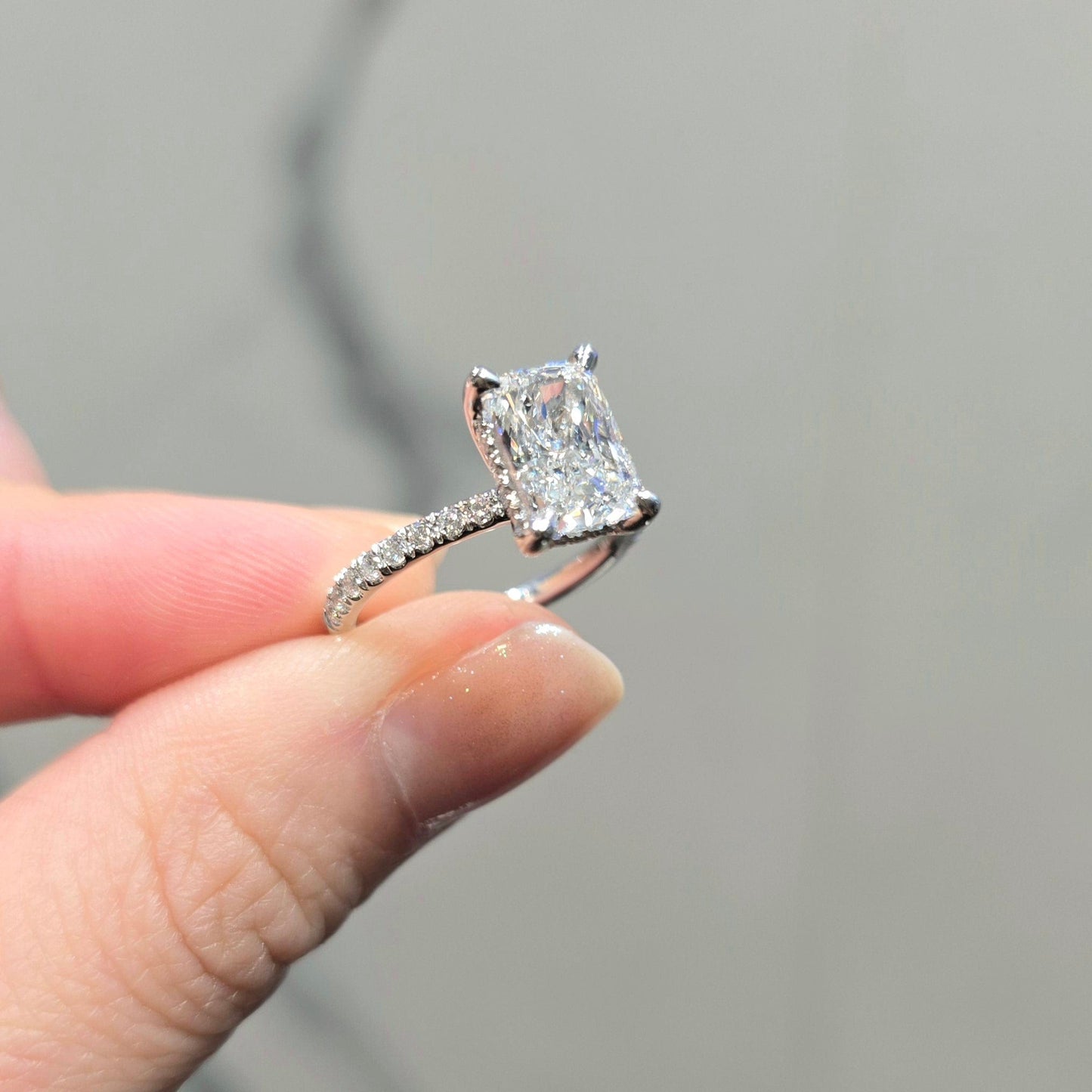 Celeste Radiant Cut Pave Diamond Engagement Ring