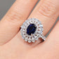 Oval Sapphire & Pear Diamond Halo Ring