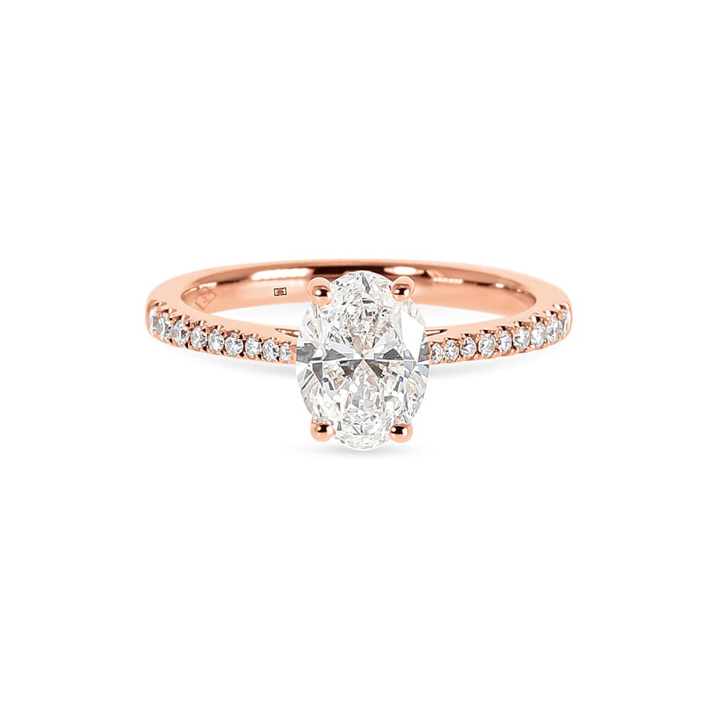 Savannah Oval Cathedral Tapered Sidestone Engagement Ring