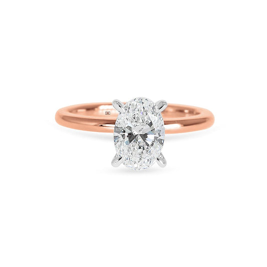 Oval Brilliant Cut with Hidden Diamond Halo Engagement Ring