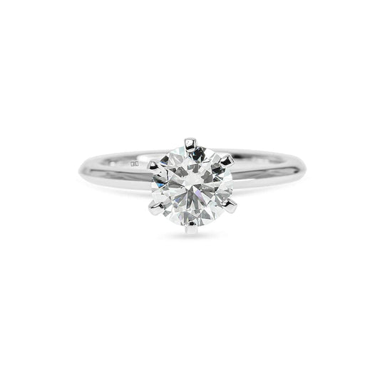 Zaria Round 6 Prong Solitaire & Knife Edge Engagement Ring