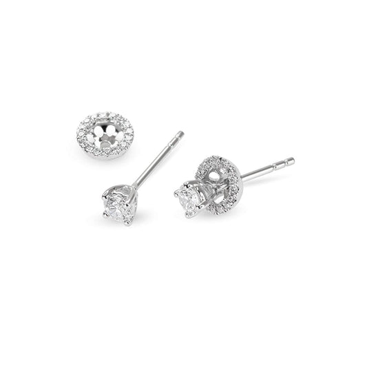 Solitaire Diamond Earrings with Removable Halo (L)