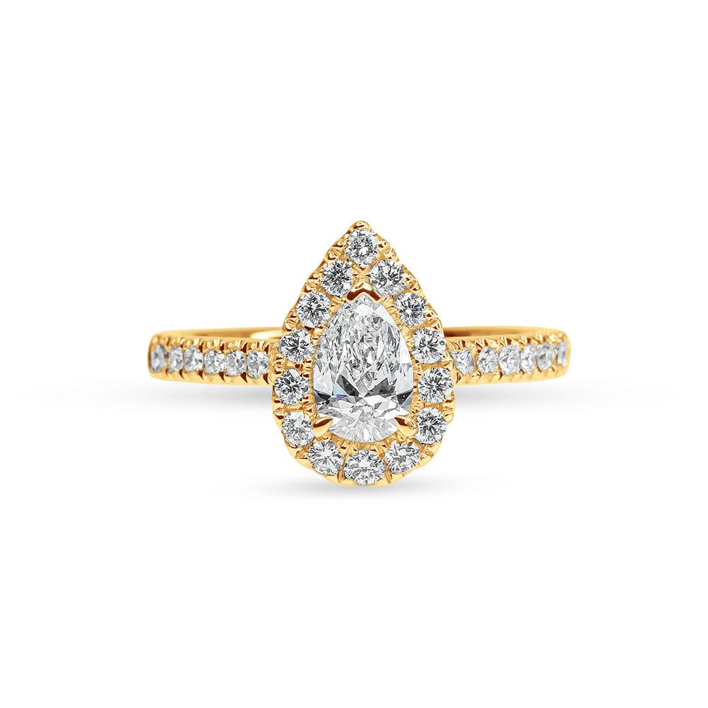 Elizabeth Pear Shape Diamond Halo & Sidestones Engagement Ring