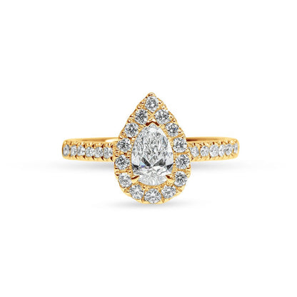 Elizabeth Pear Shape Pave Diamond Halo