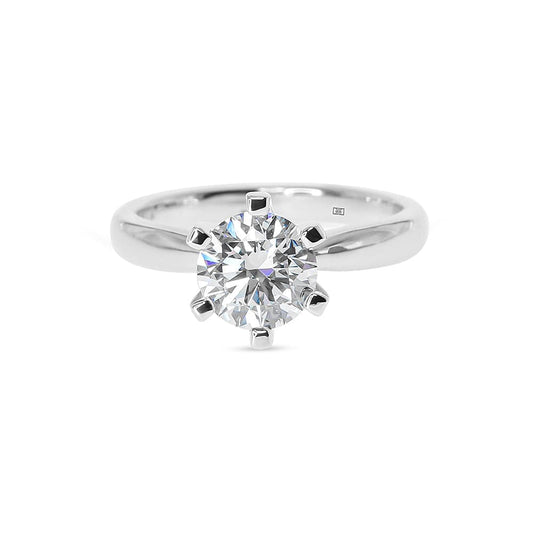 望远镜圆形切割单石钻石锥形戒圈订婚戒指