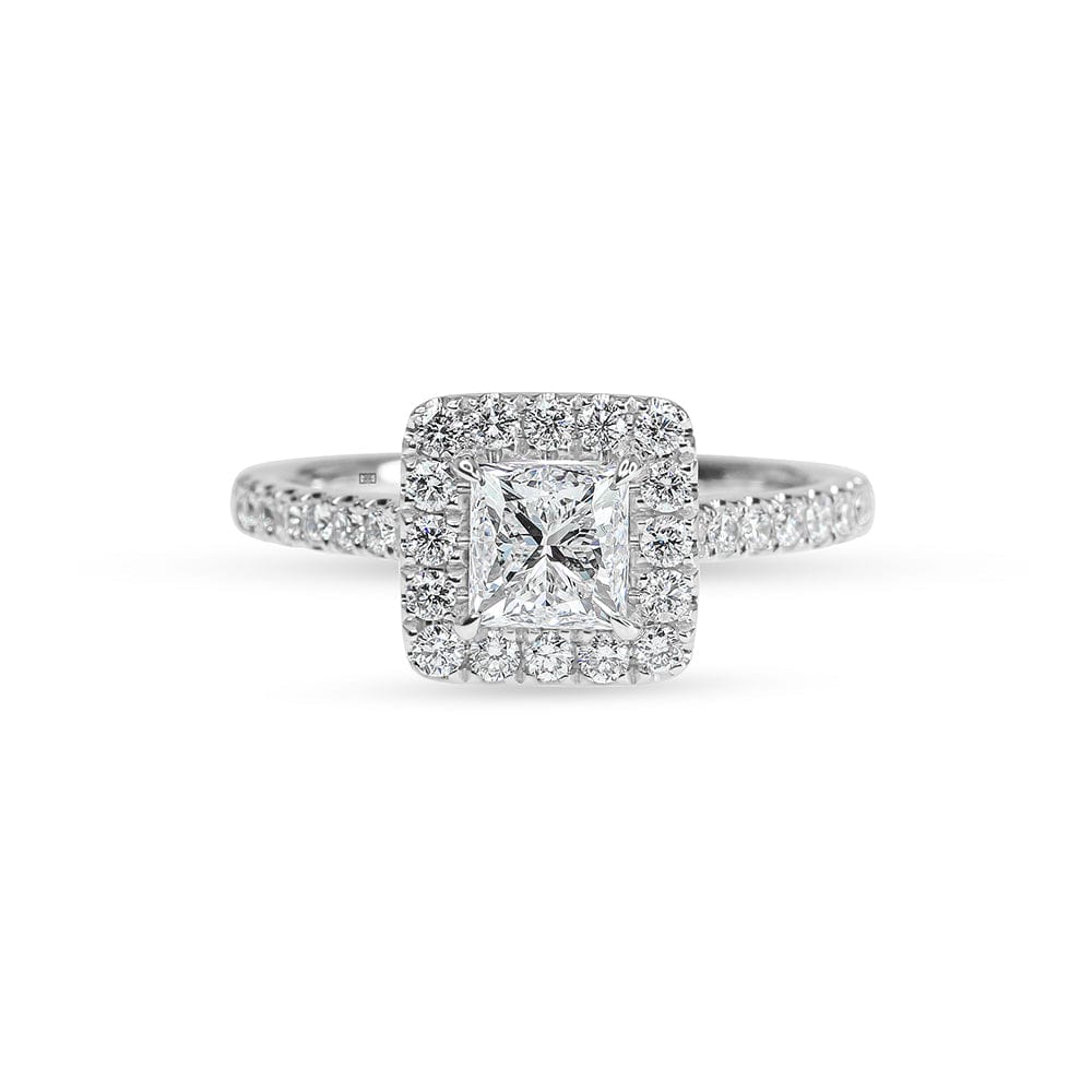 Odessa Princess Diamond Halo & Sidestones Engagement Ring