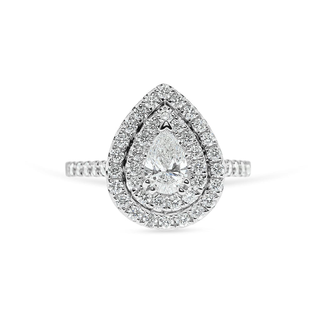 Roselle Double Halo Cathedral Pear Engagement Ring