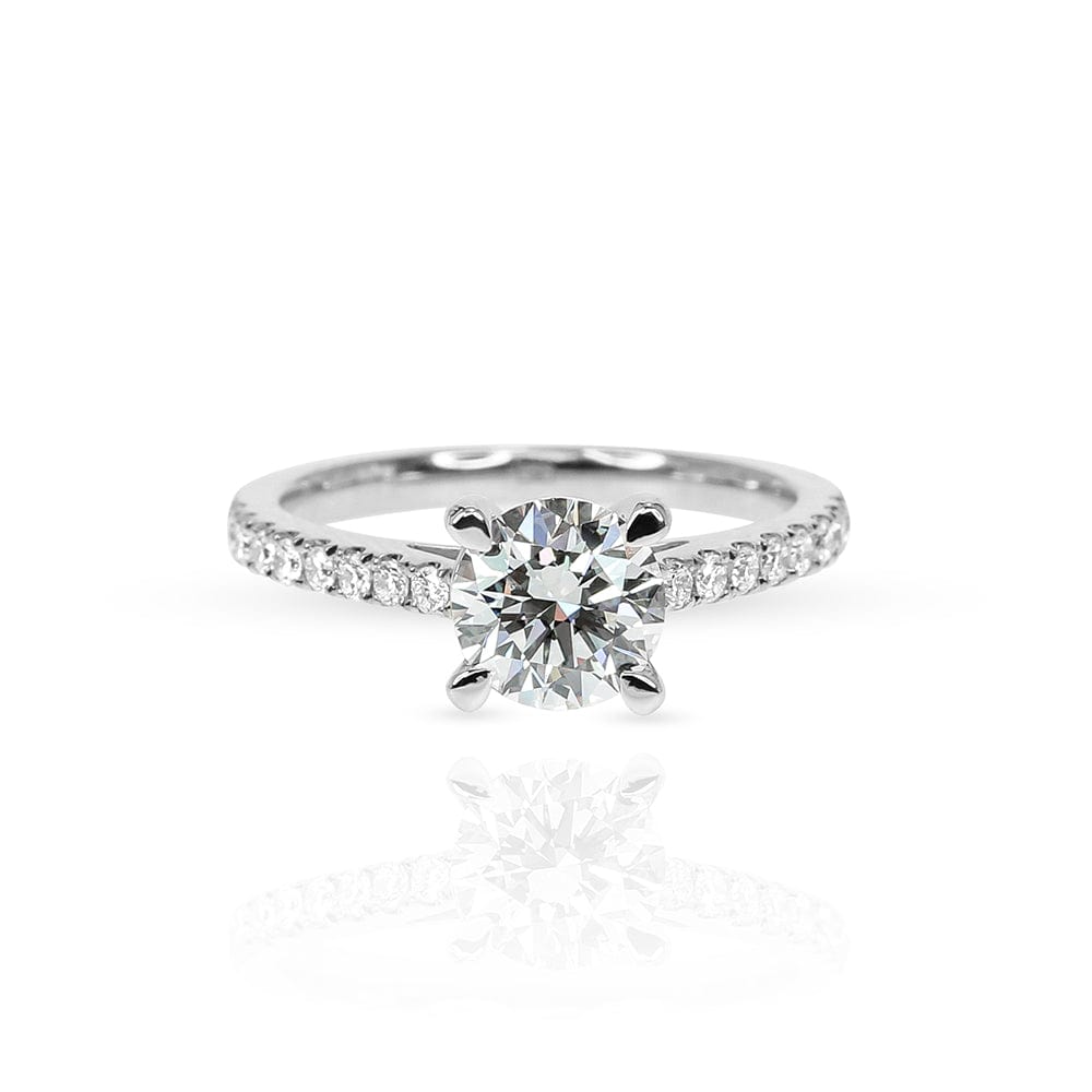 Classic Round 4 Prong Cathedral Sidestones Engagement Ring