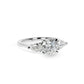 Vienna Tri-Stone Ring Round Diamond and Pear Sidestones Engagement Ring (White)