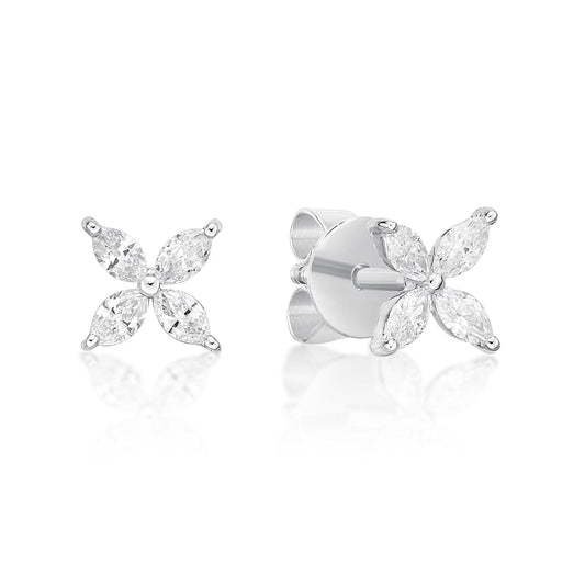 榄尖形花卉钻石耳环